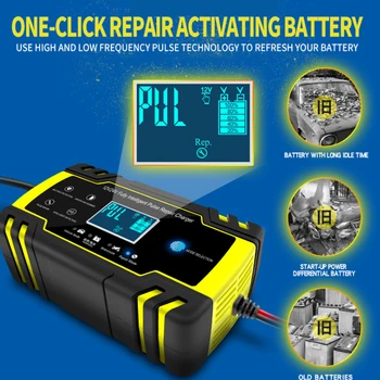 Automat Inteligent Incarcator de Baterii Auto Puls de Reparare Demarorul de 12V/24V AGM/GEL Inteligent Ecran LCD de Motociclete Camioane Automate