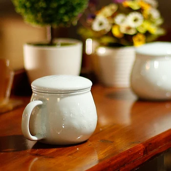 Chineză Unic Porcealin Set De Ceai De Scris Antice Gravate Cana De Ceai Cu Filtru Ceramic Ceasca De Cafea Ceasca De Apa