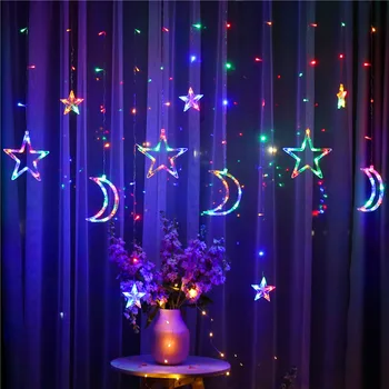 3,5 M Moon Star Lampă Lampă cu Led-uri Șir de Crăciun Decor Perdea de Lumina Lumini de Vacanță Sting pentru Anul Nou Nunta 110/220V
