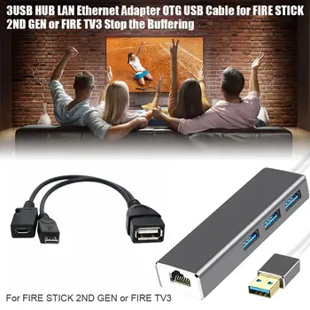 De înaltă Calitate 3USB HUB LAN Ethernet Adaptor OTG Cablu USB pentru STICK de FOC 2ND GEN sau FOC TV3 Opri Tamponare
