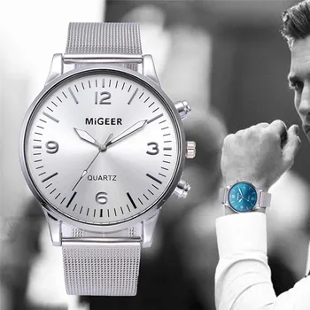 MIGEER viziona Oameni de Afaceri Plasă de curea Curea de Sport Ceas de Moda Simulat Cuarț Ceasuri reloj deportivo hombre A1
