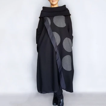 Eleganta pentru Femei Rochie de Iarna VONDA Femei Tricou Rochie Plus Dimensiune Epocă Dot Print Mozaic Jumper Rochie Pulover Vrac 5XL