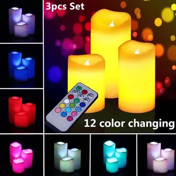 Lumânări Fără Flacără Schimbare De Culoare Lumanare Din Plastic Electronice Lumânare Durabil Halloween Portabil Frumos Colorate Flacără Alegere