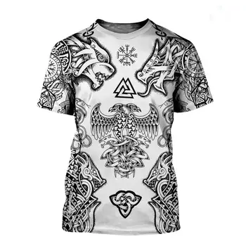 Viking simbol - odin Tatuaj 3D Imprimate barbati tricou de Moda Harajuku maneca Scurta tricou de vara streetwear tricou Unisex topuri