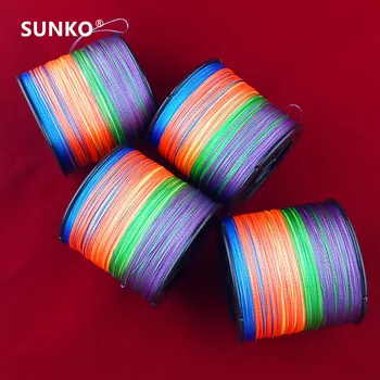 Destul de 500M SUNKO Brand 8 10 15 20 25 30 35 40 50 60 70LB Super Puternic Japoneză colorate Multifilament PE Împletitură de Pescuit Linie