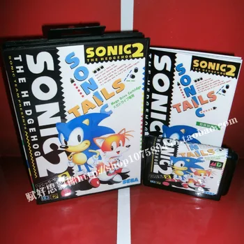 Sega MD joc Sonic 2, cu Cutie si Manual de 16 biți Sega MD Cartuș joc Megadrive Geneza sistemului