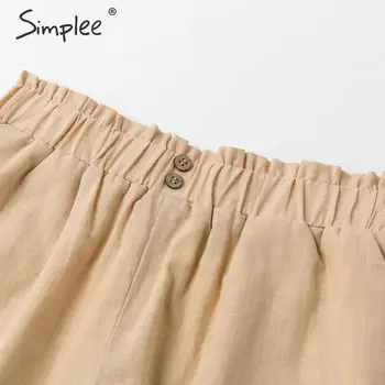 Simplee Casual butoanele de vara pentru femei din bumbac pantaloni scurți de Înaltă talie de sex feminin fierbinte pantaloni scurți alb Solid moale doamnelor vacanță streetwear pantaloni scurți