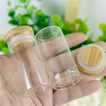 25ml Sticle Cu Bambus Mici Transparente Clare Mini Gol Flacoane de Sticlă Borcane Pachet Cadou Pentru Nunta de Vacanță Sticle