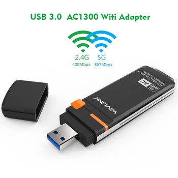 Wavlink AC1300 wireless USB adaptor wifi pe 5GHz &2.4 GHz Dual Band WiFi USB mini Dongle Adaptor placa de Retea Cu Buton WPS AP WDS