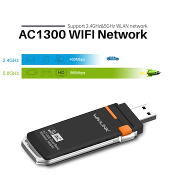 Wavlink AC1300 wireless USB adaptor wifi pe 5GHz &2.4 GHz Dual Band WiFi USB mini Dongle Adaptor placa de Retea Cu Buton WPS AP WDS