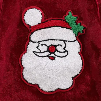 2019 Copil De Crăciun Îmbrăcăminte Copil Nou-Născut Fete Flare Maneca Lunga Zburli Salopeta Body Costume De Moș Crăciun De Pluș Haine