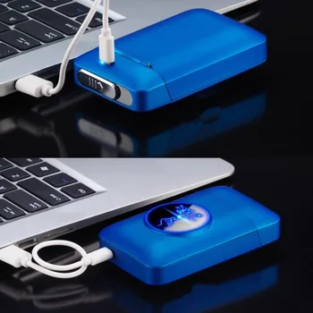 LED display USB de încărcare Vânt fără flacără Electronic bricheta USB Nouă reîncărcare mai ușoare și cutie de țigară caz Creative Cadouri