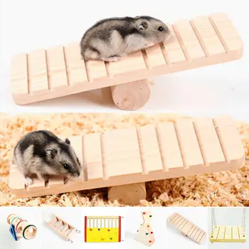 Lemn Hamster Mouse-Ul Tunel Tub Jucarie Hamster Cusca Jucarie Balansoar Animale De Companie Acasă Din Lemn Pentru Animale Mici Șoareci Șobolan Casa Juca Leagăn Rat Jucării