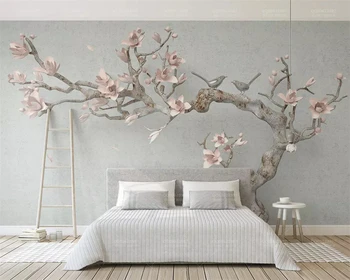 Beibehang Personalizat 2020 trei-dimensională de magnolie roz crengi relief fundal nou Chinezesc papel de parede tapet 3d