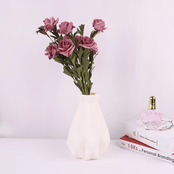 Vaza Ceramica Origami Forma De Vaza Alb Simulare Portabil Aranjament De Flori Recipient Desktop Acasă Decoratiuni