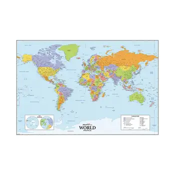 Lumea Harta Fizică 150x100cm Non-țesute rezistent la apa, cu Steagurile Naționale pentru Cultură, Educație Pictura de Călătorie Hartă Poster