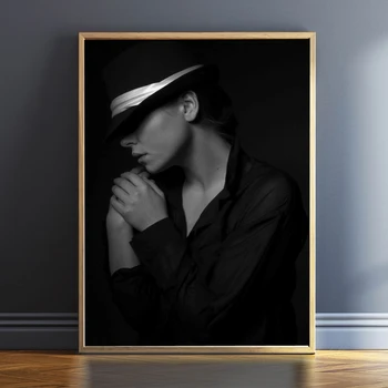Retro Încă Viata Alb-Negru aparat de Fotografiat Femei Portret Postere si Printuri de Moda Decorațiuni interioare Moderne Canvas Wall Art Living