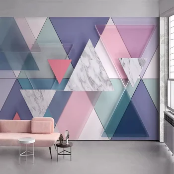 Fotografie Tapet 3D Moderne de Marmură Geometrie picturi Murale Camera de zi Dormitor Decor de Perete de Hârtie Pentru Pereți 3 D Abstract imagini de Fundal de Artă