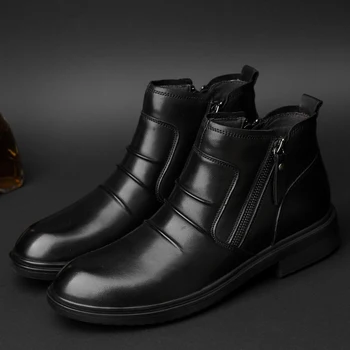 De înaltă calitate cizme de iarna pentru barbati de afaceri de mare pentru a vă ajuta bumbac pantofi anti-alunecare rezistent la apa, plus, catifea, lână cald de piele barbati cizme