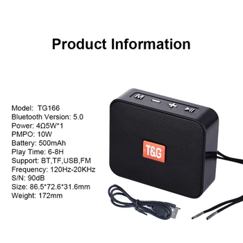 Mini Difuzor TG166 Player Portabil Cu FM Bluetooth Difuzoare Subwoofer în aer liber, apeluri Hands-free de som altavoces