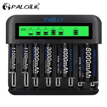 PALO 8 Sloturi LCD display USB Încărcător de Baterii Inteligent pentru AA AAA SC C D Dimensiuni Acumulator 1.2 V Ni-MH, Ni-CD-Incarcator Rapid