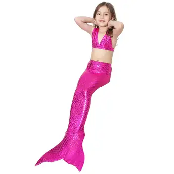 Fata e coada de Sirena Cu Aripioare Monofin Flipper Costume de înot sirena cozi pentru Copii Fete de Cosplay a Purta Bikini Costume de baie