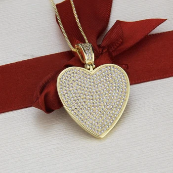 SUNSLL de aur de Moda colier de cupru Cubic Zirconia inima pandantiv colier pentru femei, Petrecere, aniversare de bijuterii pandantiv colier