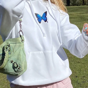 SUCHCUTE Femei tricou butterfly Supradimensionate hanorac Y2K estetică a pierde in greutate cu gluga Streetwear Moda Femei jachete