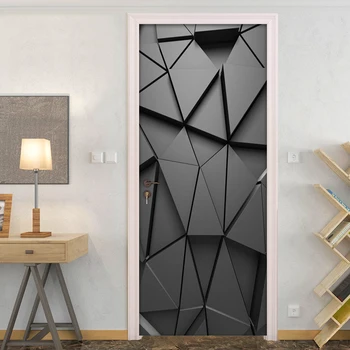 Ușa Autocolante 3D Geometrice Abstracte pictura Murala Decalcomanii de Perete Camera de zi Dormitor Decor Acasă PVC autoadeziv rezistent la apa Usa Autocolant