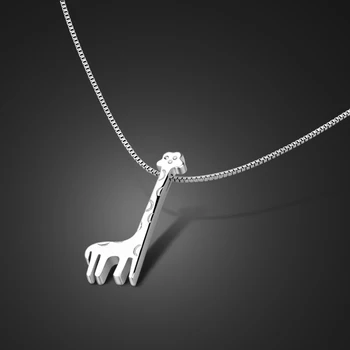 Moda Mic Colier pentru Femei argint 925 cu Lanț Scurt Girafa Pandantiv Colier Cadou Boem Cravată bijuterii