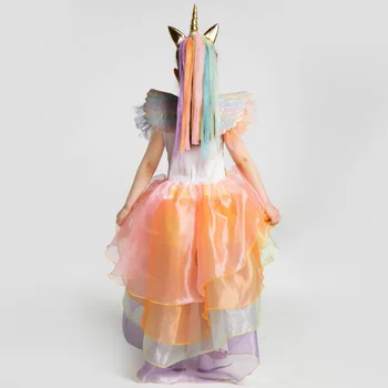 2020 Nouă Copii Unicorn Rochie de Copii Unicornio Costume pentru Fete Copilul de Halloween Rainbow Dress Up cu Heandband Aripi