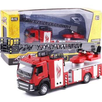 Nou 1:50 Aliaj Camion cu Scara Pompieri Camion Vehicul de Inginerie Simulare de Sunet și Lumină Camion de Pompieri Copil Jucărie de Învățământ