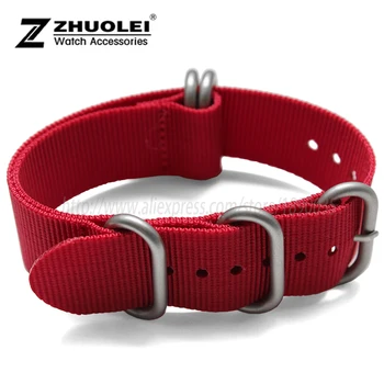 Ceas personalizat curea nailon 18mm 20mm 22mm 24mm roșu inel de 5 ZULU watchband impermeabil Nato nailon curea cu catarama din otel inoxidabil