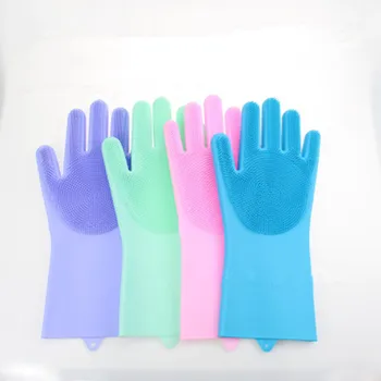 1 Pereche Mănuși De Spălat Vase Magic Silicon Feluri De Mâncare Mănuși De Curățare Cu Perie De Curățare De Bucătărie Se Spală Curățenie Spălare Mănuși