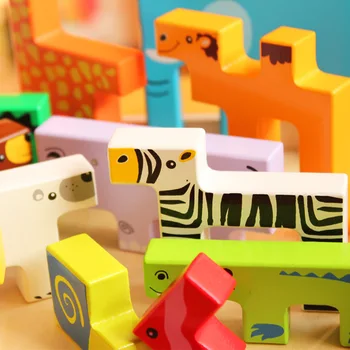 Din lemn 3D Puzzle Puzzle Jucării Pentru Copii Desene animate Animale Vehicul Puzzle-uri din Lemn de Inteligență pentru Copii Copilul Devreme Jucărie de Învățământ