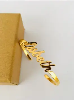 Nume personalizat Brățări Brățări Pentru Femei Barbati Personalizate Citat Scrisoare de Bijuterii din Oțel Inoxidabil, Rose Gold Tipuri Manșetă Bratari bff
