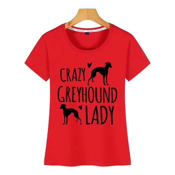 Topuri Tricou Femei Nebun Greyhound Doamna Cu Doi Câini Hip Hop Scurt De Epocă Femei Tricou