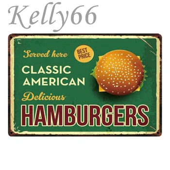 [ Kelly66 ] Hamburger Metal Semn Tin Poster Decor Acasă Bara de Perete de Arta Pictura de 20*30 CM Dimensiune y-1711