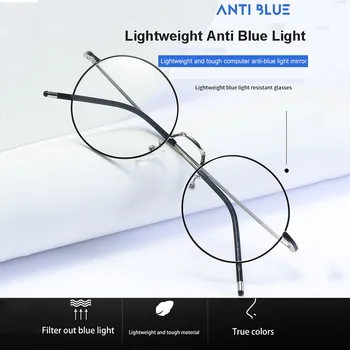 Lumina albastră de Blocare Ochelari Pentru Femei, Bărbați Rotund de Metal Obiectiv Clar Anti Blue Ray pentru Calculator Dăunătoare Raze UV Blocker Jocuri Glasse