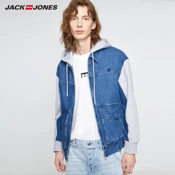 JackJones Jacheta Barbati Bumbac Îmbinare cu Gluga Streetwear Jacheta Denim Bărbați|219357506
