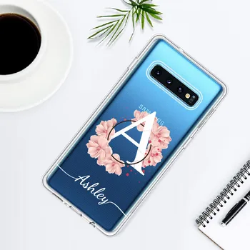 Personalizate Personalizate Inițial Numele Florale Marmură Caz De Telefon Pentru Samsung Galaxy Note 8 9 10 A7 A8 S8 S9 S10 S20 Plus Moale Subțire Caz