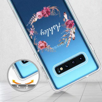 Personalizate Personalizate Inițial Numele Florale Marmură Caz De Telefon Pentru Samsung Galaxy Note 8 9 10 A7 A8 S8 S9 S10 S20 Plus Moale Subțire Caz