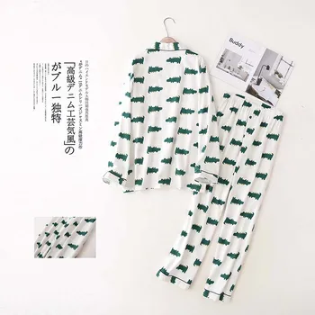 Cel mai bun de Vânzare Bărbați Pijama Set Primăvara Și Toamna Stil Proaspat Maneca Lunga+Pantaloni Plin de Bumbac Confort Homewear Liber Casual Uzura