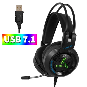 Cosbary Gaming Headset Stereo cu Bas Profund Joc de Căști cu Microfon pentru Calculator Profesie Gamer 7.1 USB audio Surround cu Canale RGB