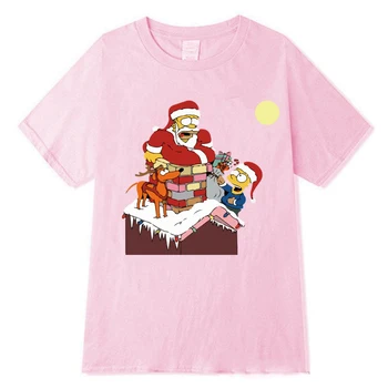 The Simpsons Cadouri de Craciun de Vara tricou Imprimat cu Maneci Scurte pentru Om Amuzant Moș Crăciun T-shirt pentru Barbati