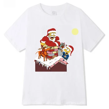 The Simpsons Cadouri de Craciun de Vara tricou Imprimat cu Maneci Scurte pentru Om Amuzant Moș Crăciun T-shirt pentru Barbati
