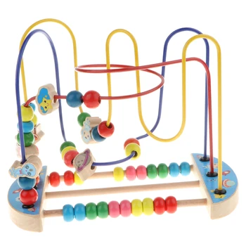 Spațiu Șirag de mărgele Labirint Roller Coaster din Lemn de Învățământ Cerc Jucărie pentru Copii mici