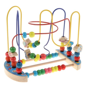 Spațiu Șirag de mărgele Labirint Roller Coaster din Lemn de Învățământ Cerc Jucărie pentru Copii mici