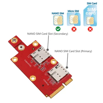 XT-XINTE M. 2 Tasta B pentru Mini PCIE Adaptor Convertor de Expansiune Card de Carduri cu Dual Fantei pentru Cartela NANO SIM pentru 3G/4G/5G