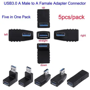 5 în 1 USB 3.0 UN Bărbat la Femeie de 90 de Grade+Drept în Unghi Adaptor Conector Unghi Extensia Extender Set